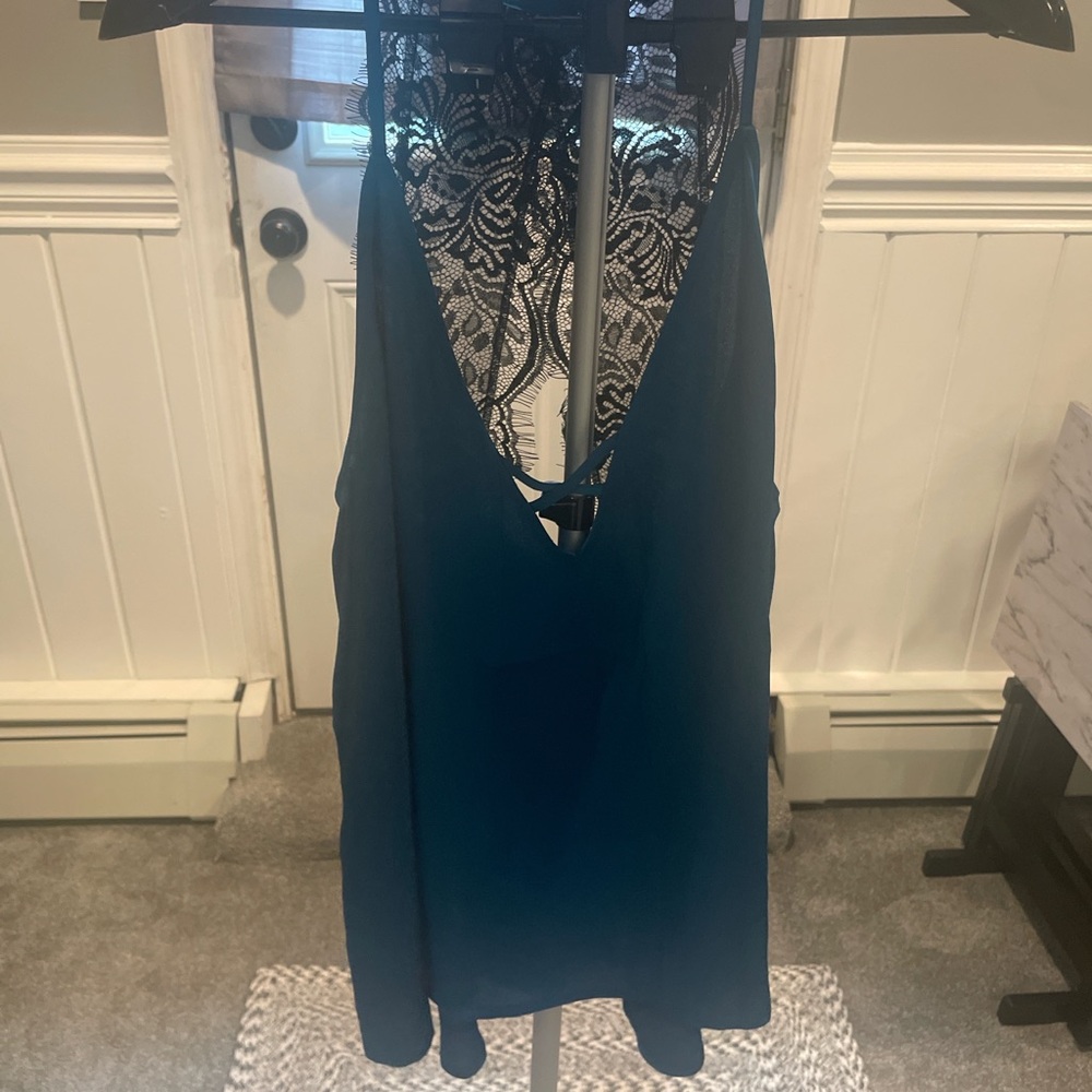 Express Teal Top with Lace Detail